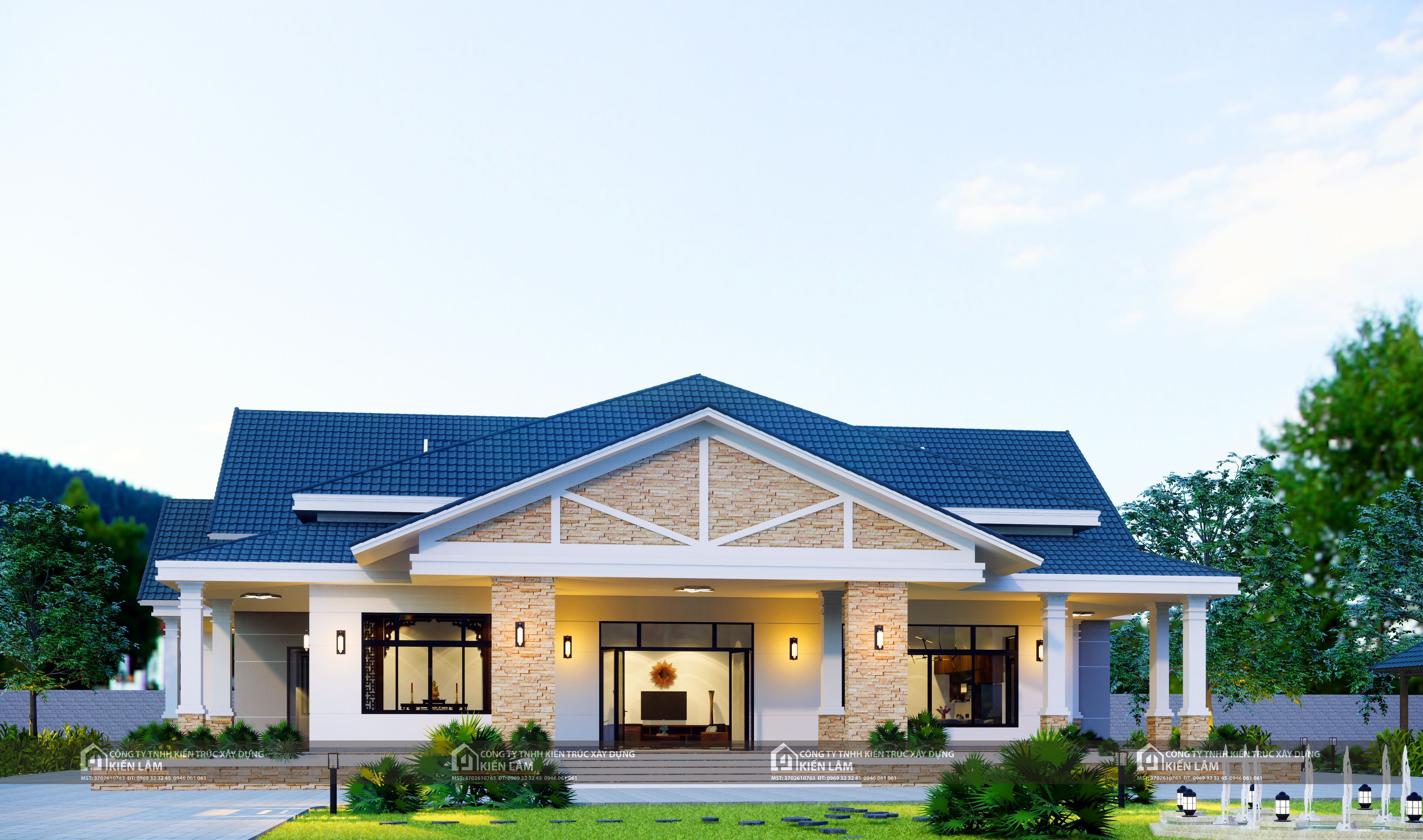 Biệt thự trệt mái thái xếp tầng - Chơn Thành